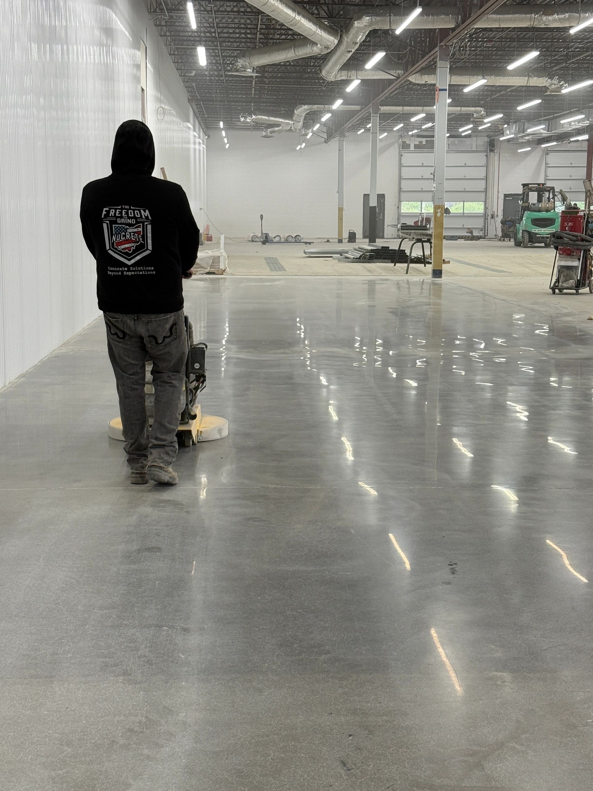 Polished concrete floor in a commercial facility
